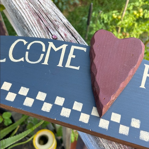 Wooden Handmade Welcome Friends Sign with Heart Country Home 29"x6.5" - Picture 17 of 17